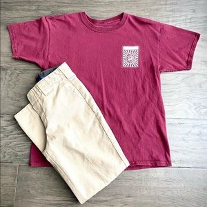PLEASANT GATEWAY- Kanji sunburst boys shirt (neck crew) // VGUC
